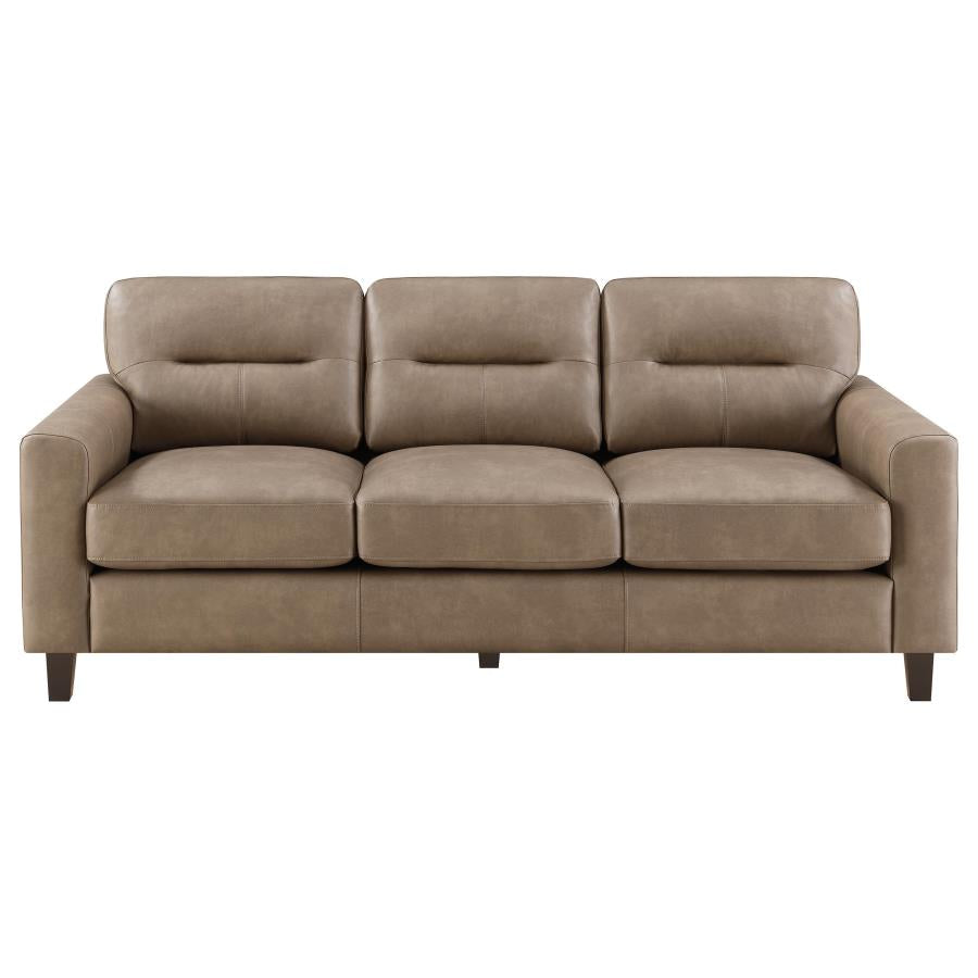 Scotland Faux Leather Upholstered Track Arm Sofa Brown - 504667