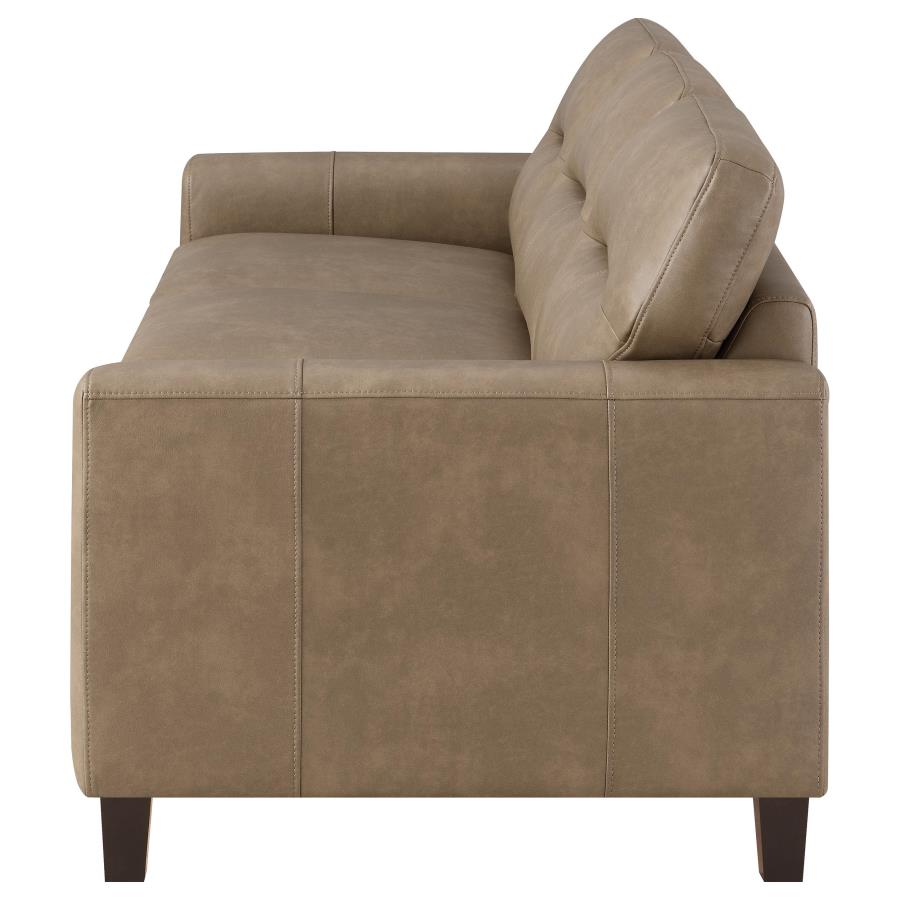 Scotland Faux Leather Upholstered Track Arm Sofa Brown - 504667