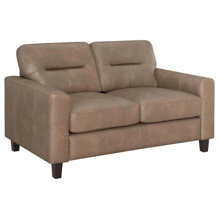 Scotland Faux Leather Upholstered Track Arm Loveseat Brown - 504668