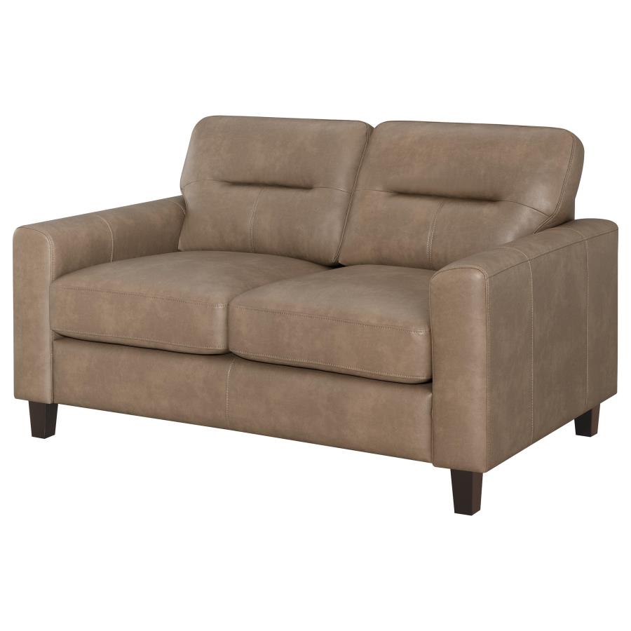 Scotland Faux Leather Upholstered Track Arm Loveseat Brown - 504668