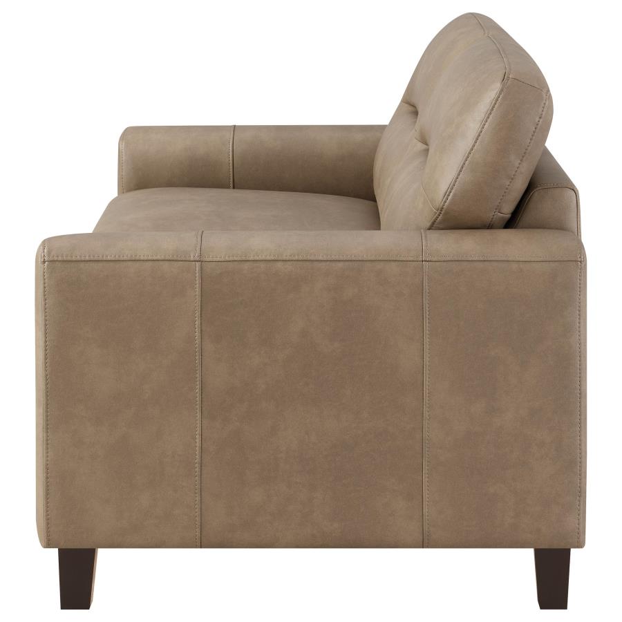 Scotland Faux Leather Upholstered Track Arm Loveseat Brown - 504668