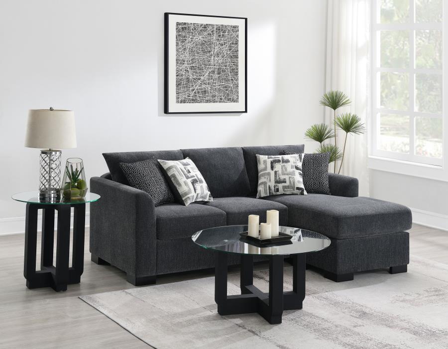 Storey Upholstered Sleeper Sectional Chaise Sofa Dark Grey - 504777