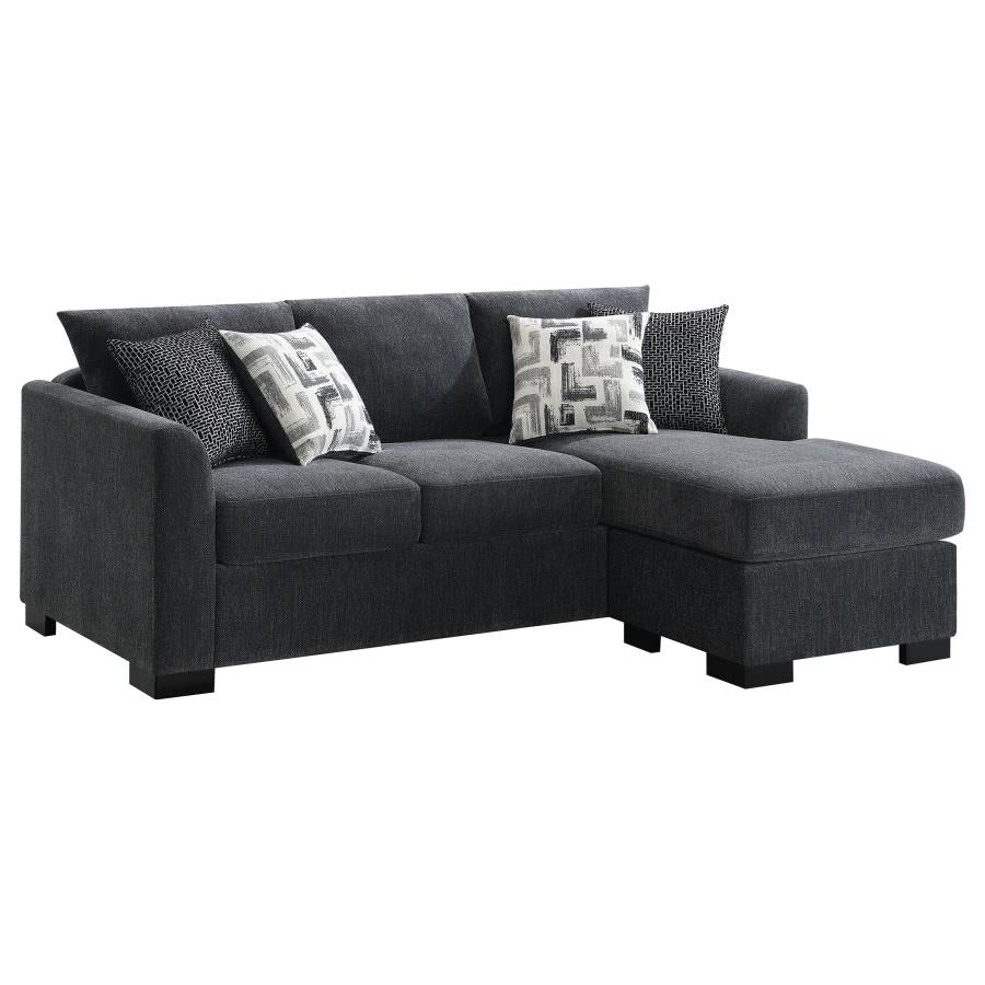 Storey Upholstered Sleeper Sectional Chaise Sofa Dark Grey - 504777