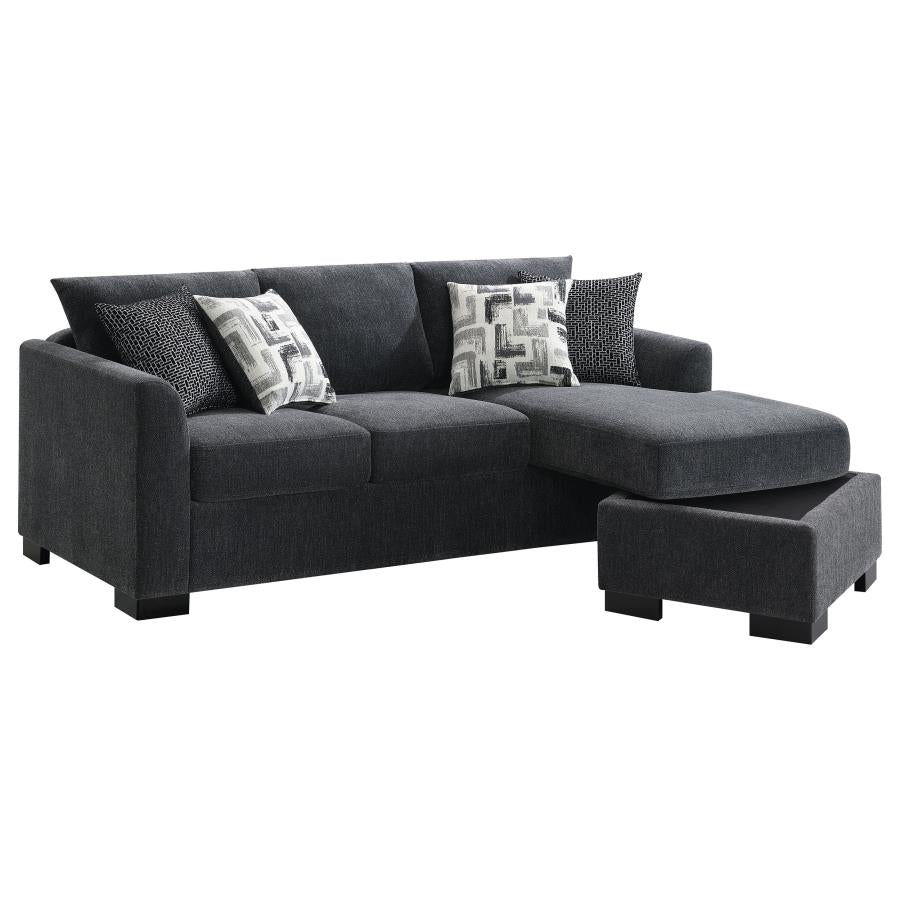 Storey Upholstered Sleeper Sectional Chaise Sofa Dark Grey - 504777