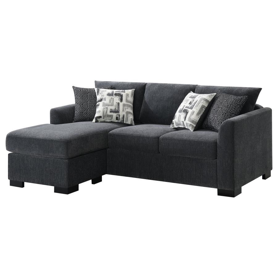 Storey Upholstered Sleeper Sectional Chaise Sofa Dark Grey - 504777