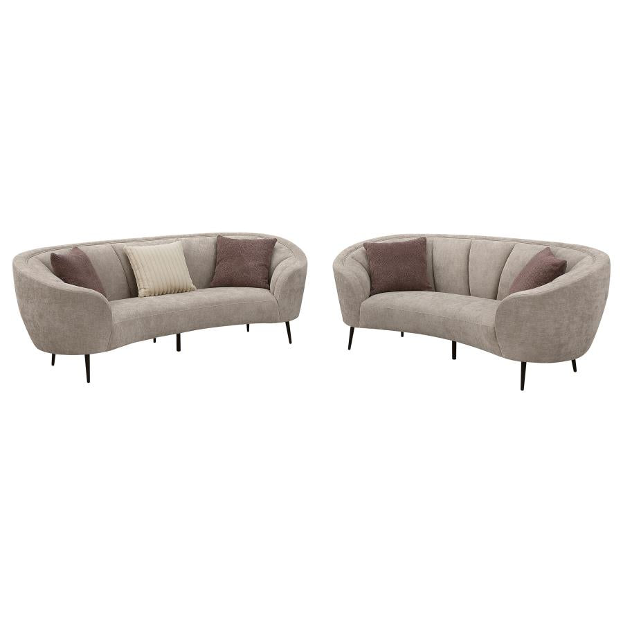 Ellorie 2-piece Upholstered Curved Sofa Set Beige - 504837-S2
