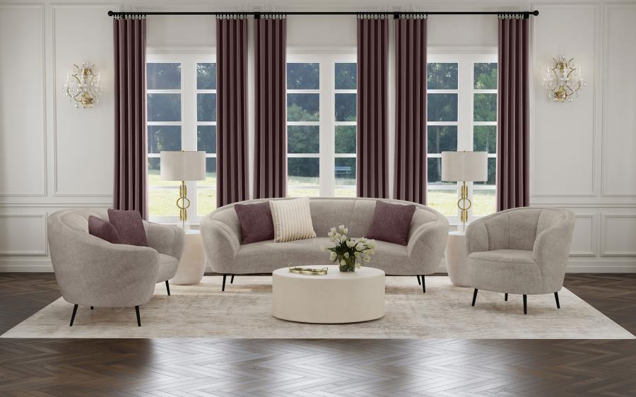 Ellorie 3-piece Upholstered Curved Sofa Set Beige - 504837-S3