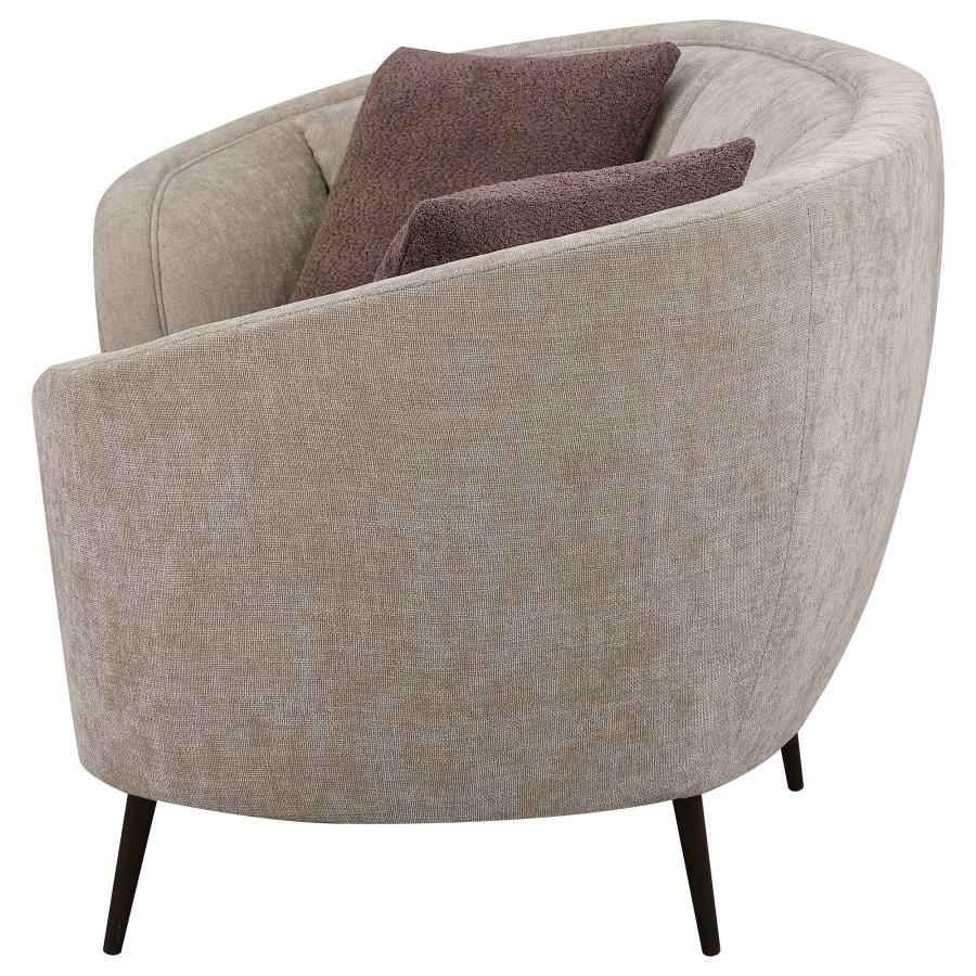 Ellorie Upholstered Channel Back Curved Loveseat Beige - 504838