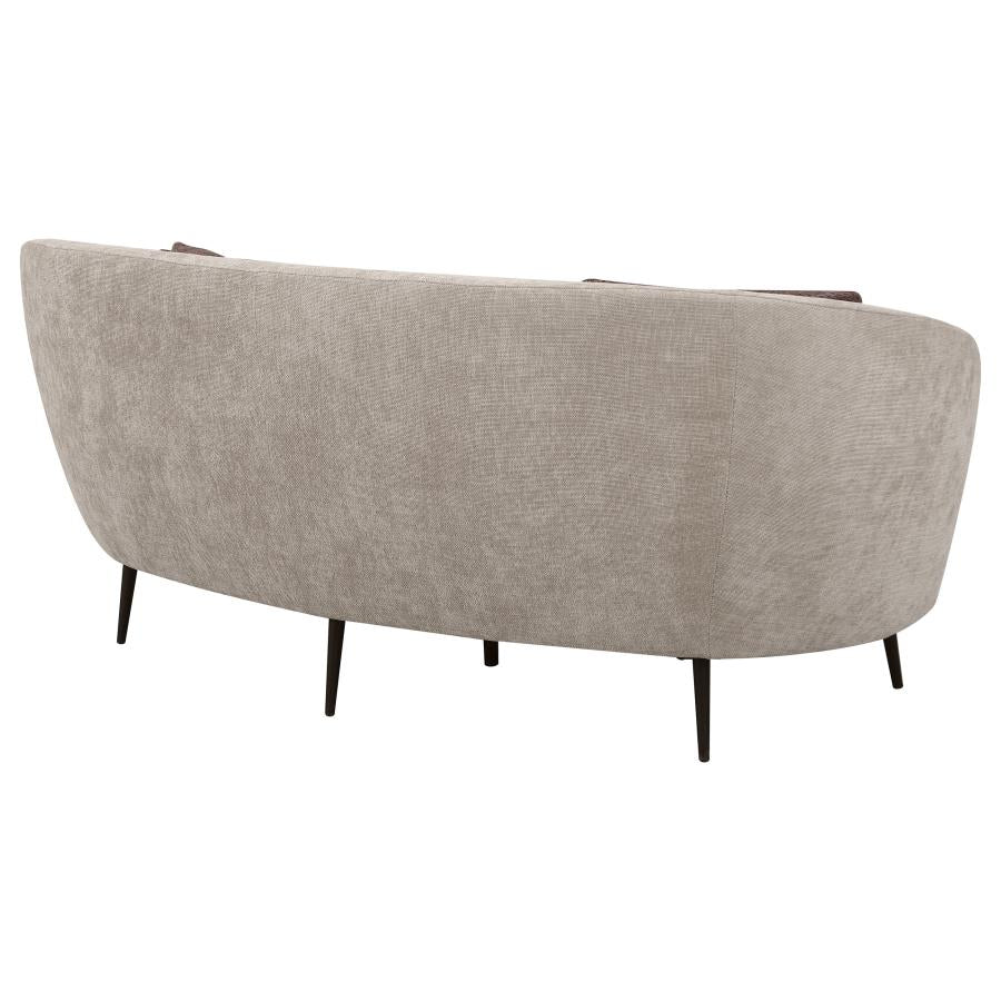 Ellorie Upholstered Channel Back Curved Loveseat Beige - 504838