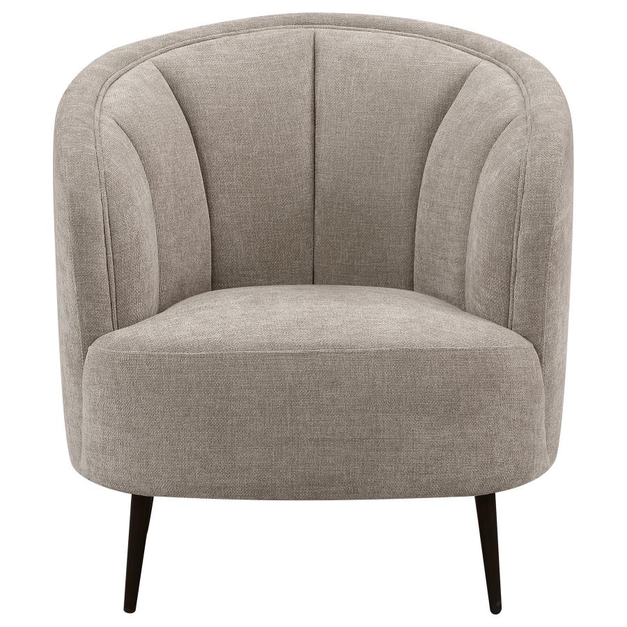 Ellorie Upholstered Channel Back Curved Chair Beige - 504839