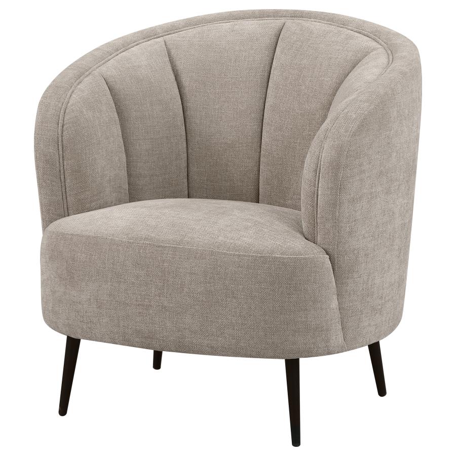 Ellorie Upholstered Channel Back Curved Chair Beige - 504839