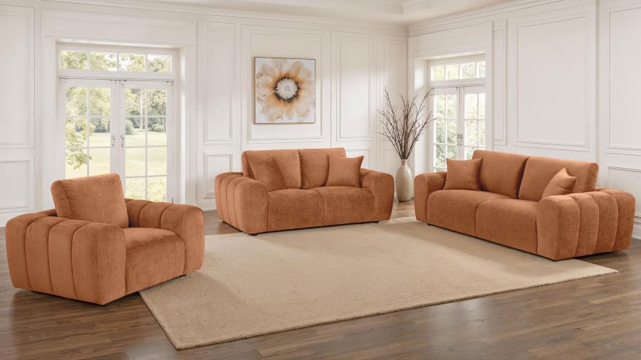 Burnett 3-piece Chenille Upholstered Sofa Set Burnt Orange - 504951-S3