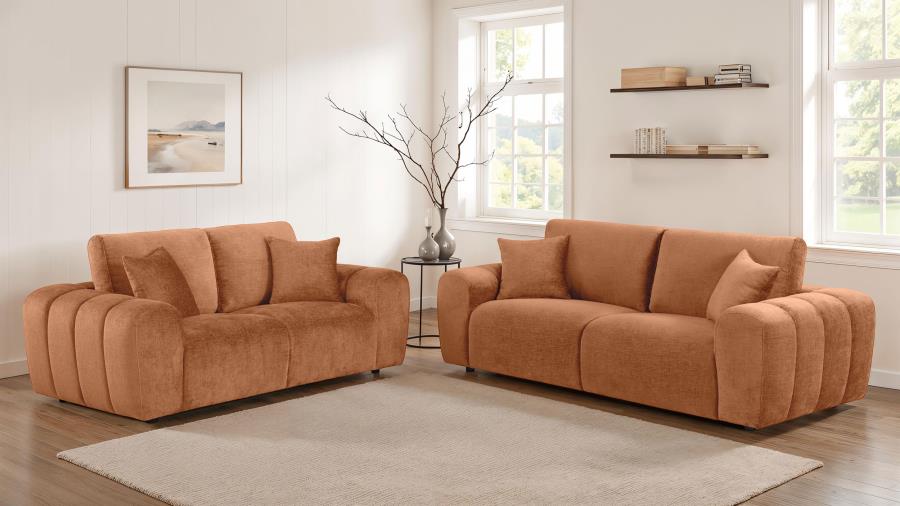 Burnett Chenille Upholstered Wide Arm Loveseat Burnt Orange - 504952