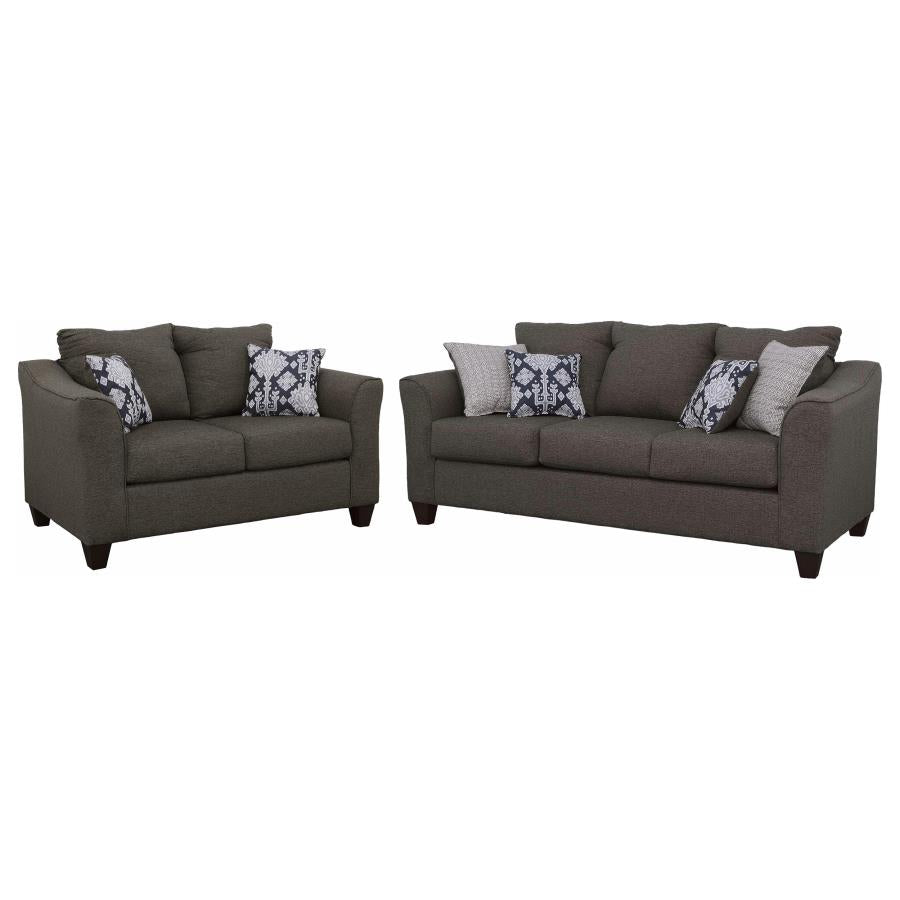 Salizar 2-piece Upholstered Flared Arm Sofa Set Grey - 506021-S2