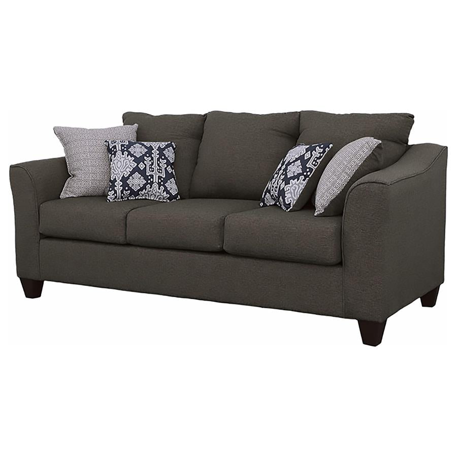 Salizar Upholstered Flared Arm Sofa Charcoal Grey - 506021