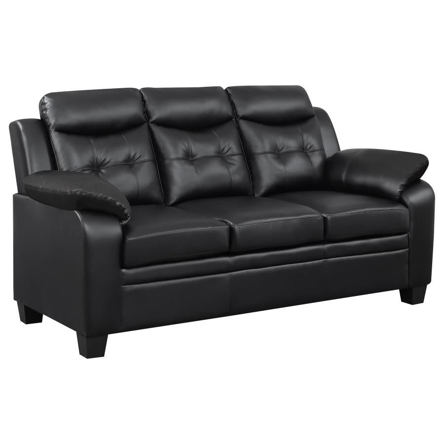 Finley 2-piece Upholstered Padded Arm Tufted Sofa Set Black - 506551-S2