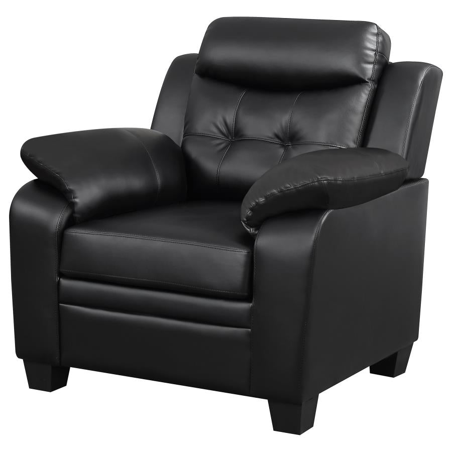 Finley Upholstered Padded Arm Tufted Accent Chair Black - 506553