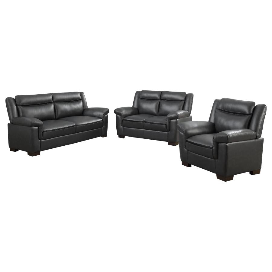 Arabella 3-piece Upholstered Padded Arm Sofa Set Grey - 506591-S3