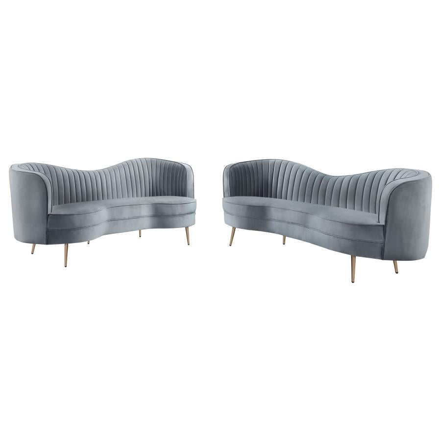 Sophia 2-piece Upholstered Channel Tufted Sofa Set Grey - 506864-S2