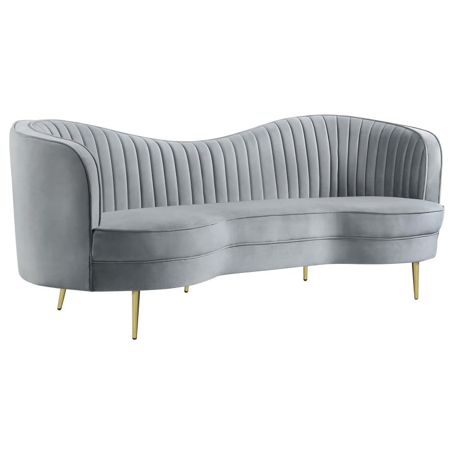Sophia 2-piece Upholstered Channel Tufted Sofa Set Grey - 506864-S2