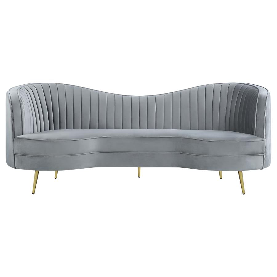 Sophia 3-piece Upholstered Channel Tufted Sofa Set Grey - 506864-S3