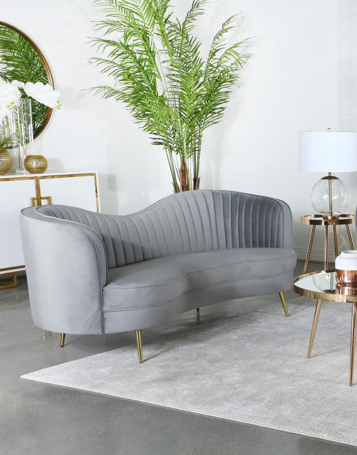 Sophia Upholstered Channel Tufted Sofa Grey - 506864