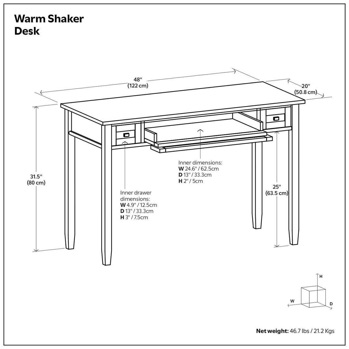 Warm Shaker - Desk - Light Brown
