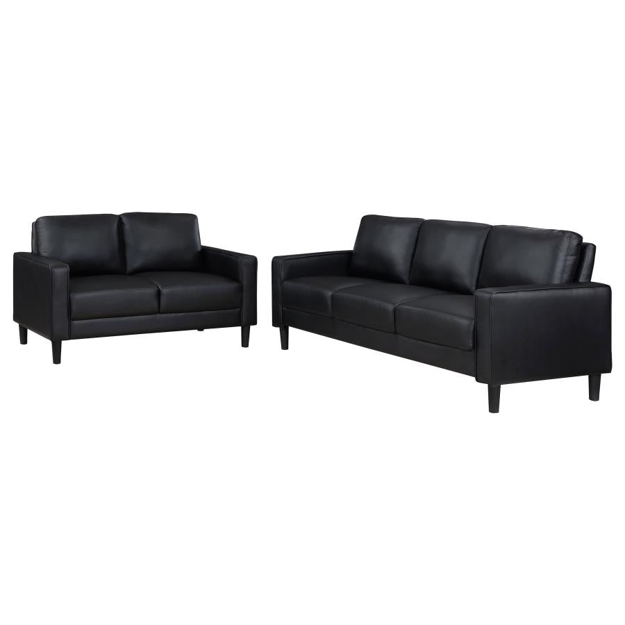 Ruth 2-piece Upholstered Track Arm Sofa Set Black - 508361-S2