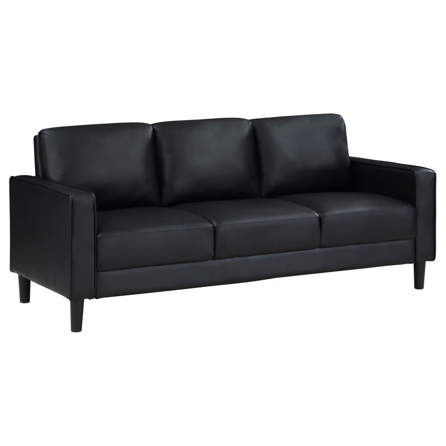 Ruth 2-piece Upholstered Track Arm Sofa Set Black - 508361-S2