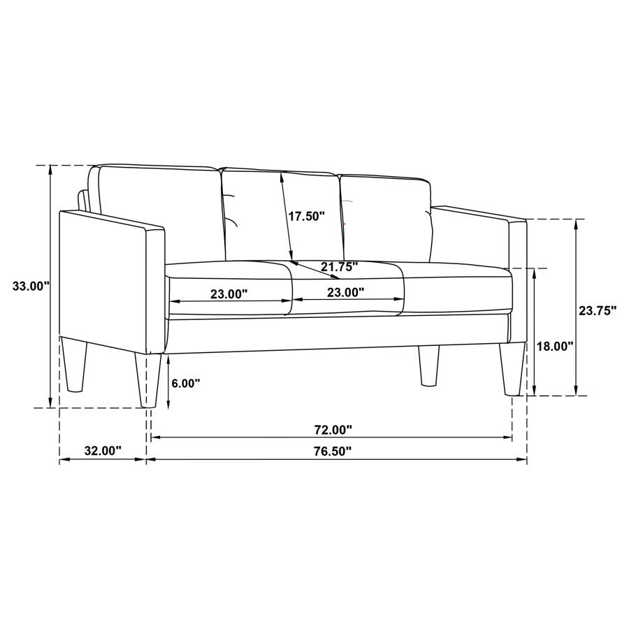 Ruth 2-piece Upholstered Track Arm Sofa Set Black - 508361-S2