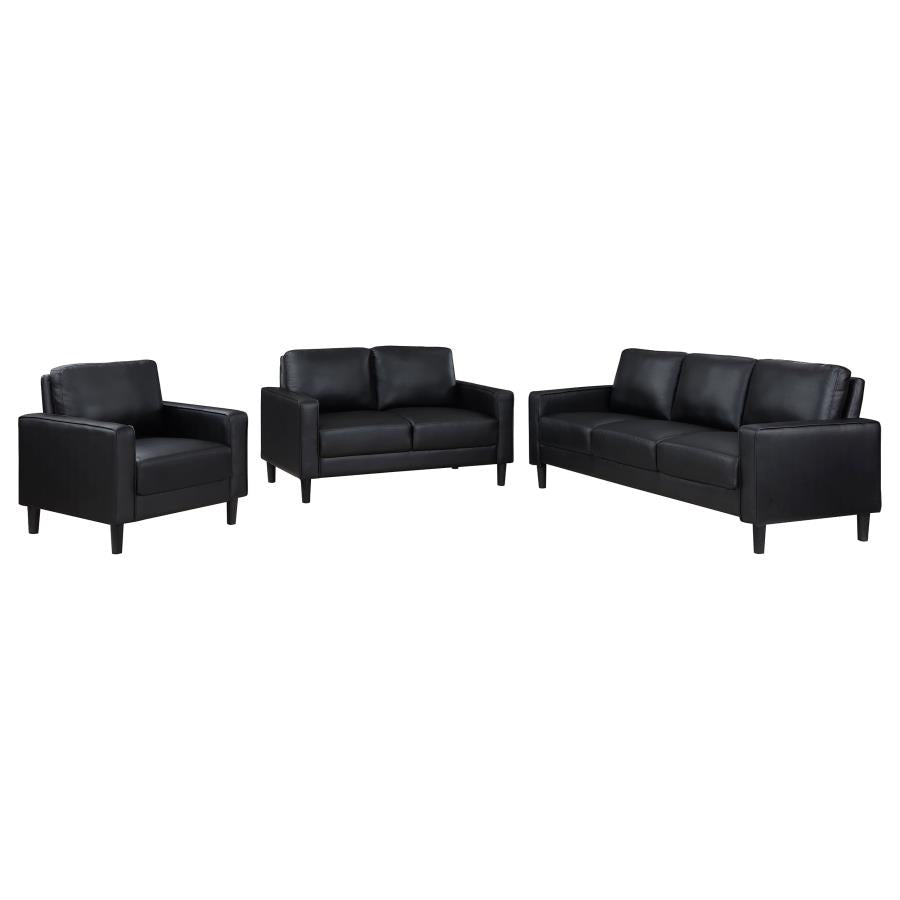Ruth 3-piece Upholstered Track Arm Sofa Set Black - 508361-S3