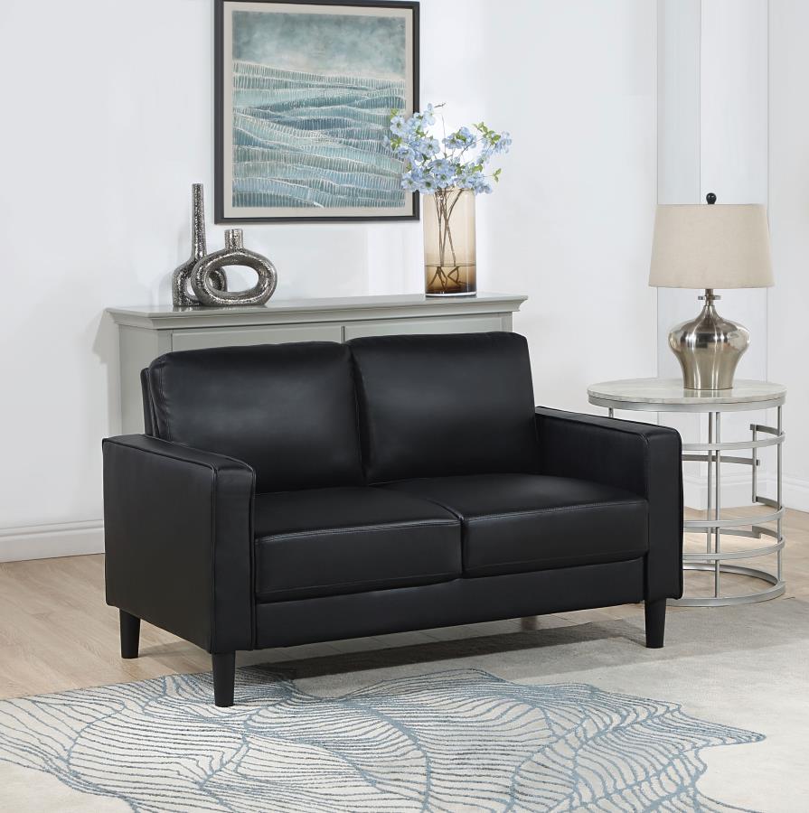 Ruth Upholstered Track Arm Loveseat Black - 508362