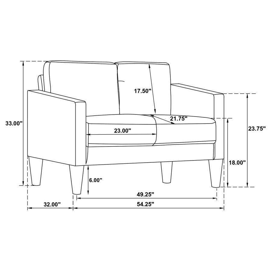 Ruth Upholstered Track Arm Loveseat Black - 508362