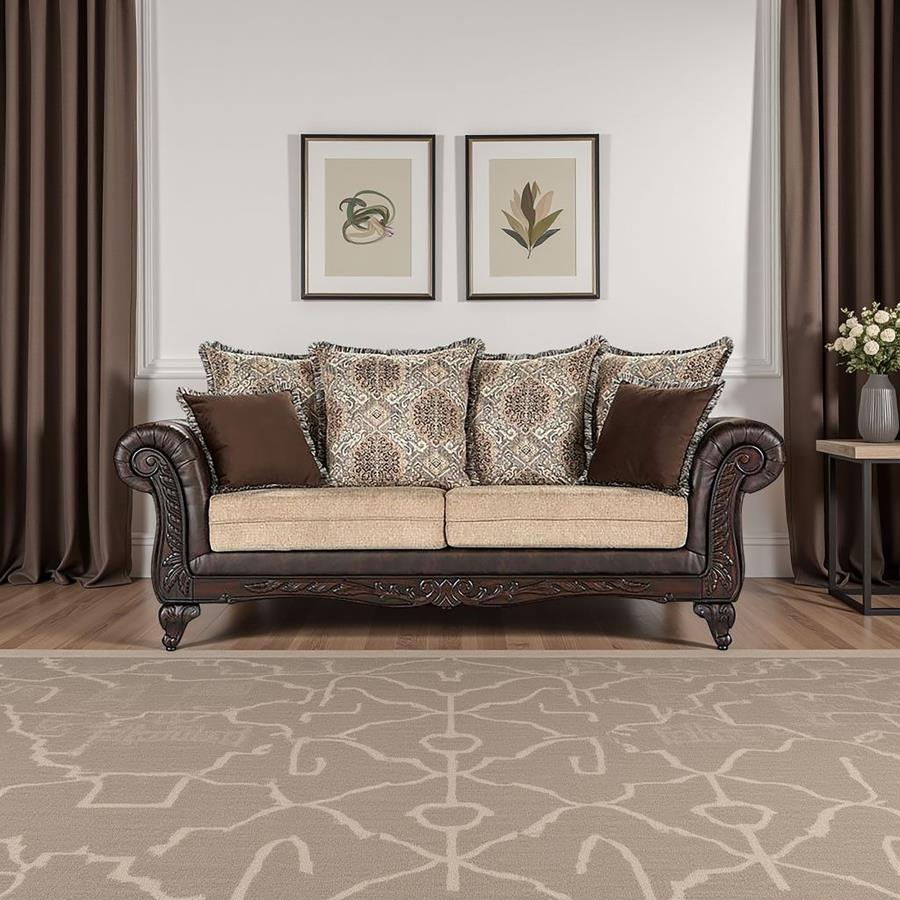 Elmbrook Upholstered Rolled Arm Sofa Brown - 508571