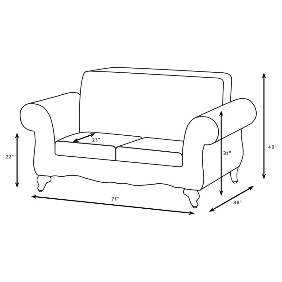 Elmbrook Upholstered Rolled Arm Loveseat Brown - 508572