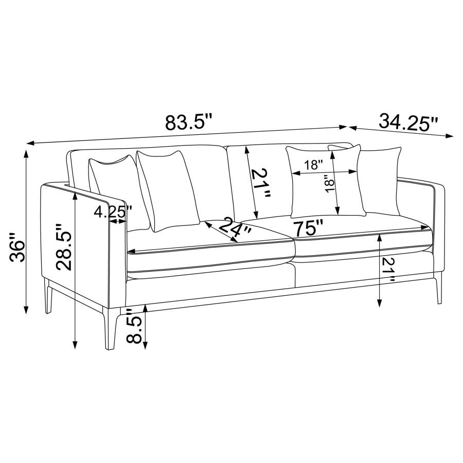 Apperson 2-piece Upholstered Track Arm Sofa Set Light Grey - 508681-S2