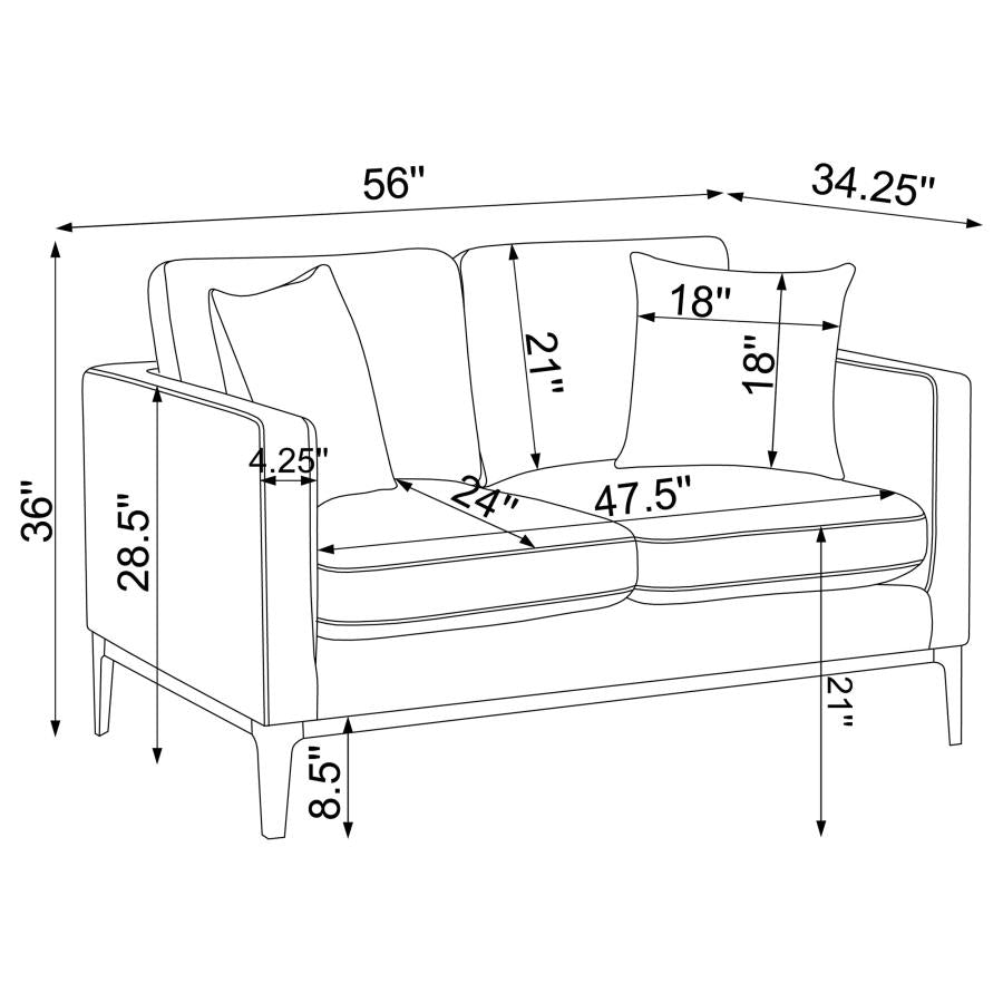 Apperson Upholstered Track Arm Loveseat Light Grey - 508682