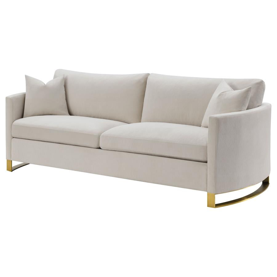 Corliss Upholstered Curved Track Arm Sofa Beige - 508821
