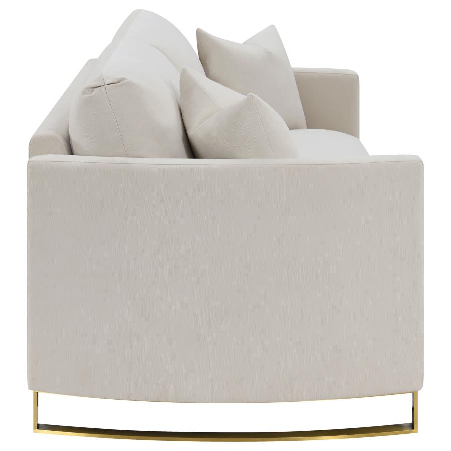 Corliss Upholstered Curved Track Arm Sofa Beige - 508821