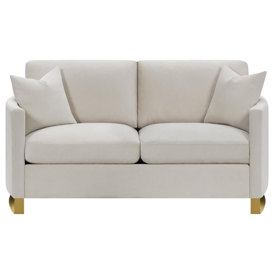 Corliss Upholstered Curved Track Arm Loveseat Beige - 508822