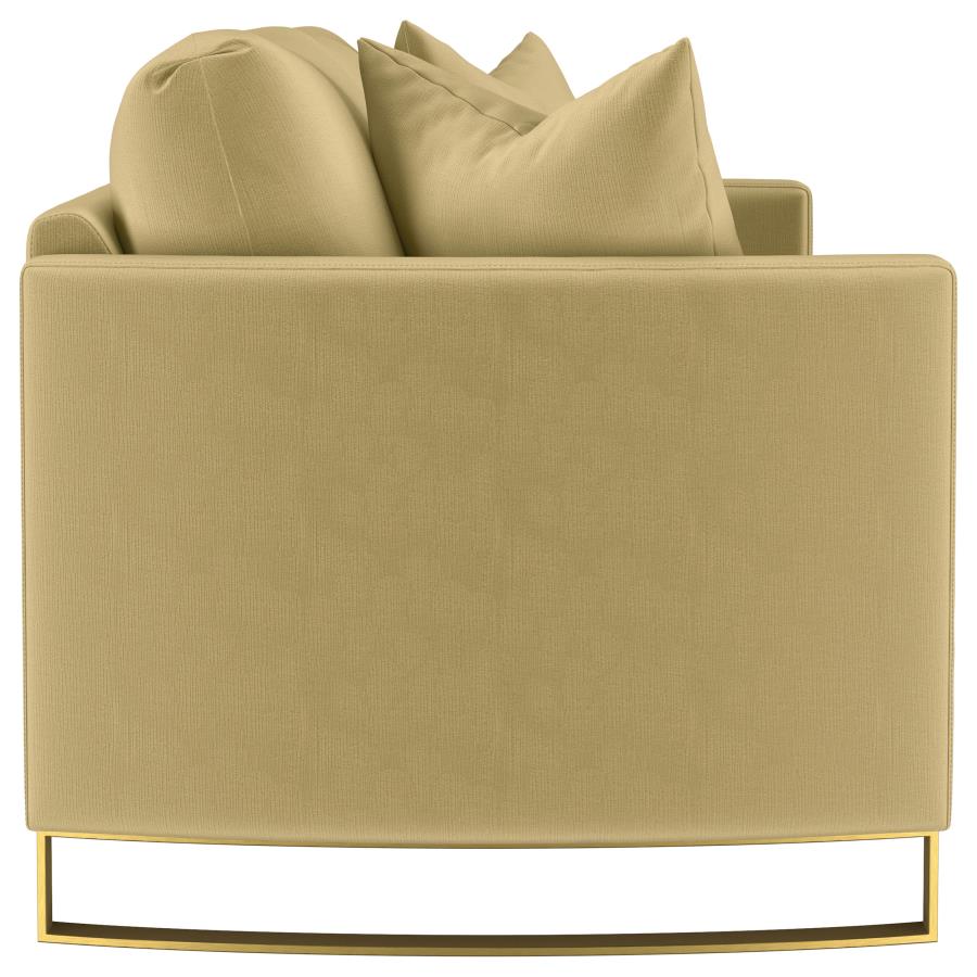 Corliss Upholstered Curved Track Arm Sofa Camel - 508824