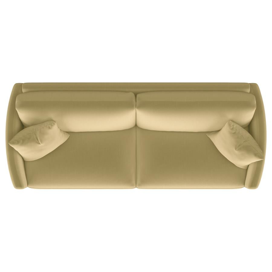 Corliss Upholstered Curved Track Arm Sofa Camel - 508824