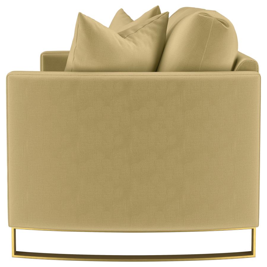Corliss Upholstered Curved Track Arm Loveseat Camel - 508825