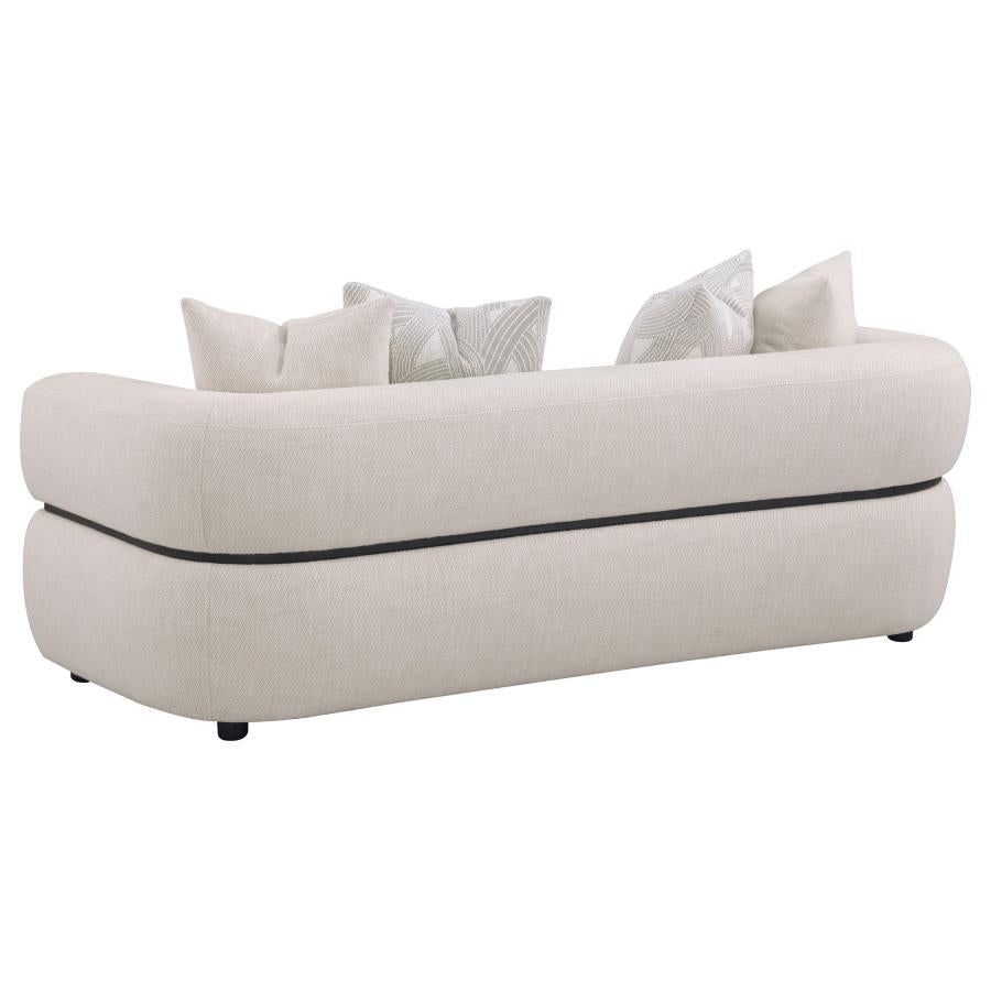 Jeanette 84-inch Fabric Upholstered Round Arm Sofa Beige - 508961