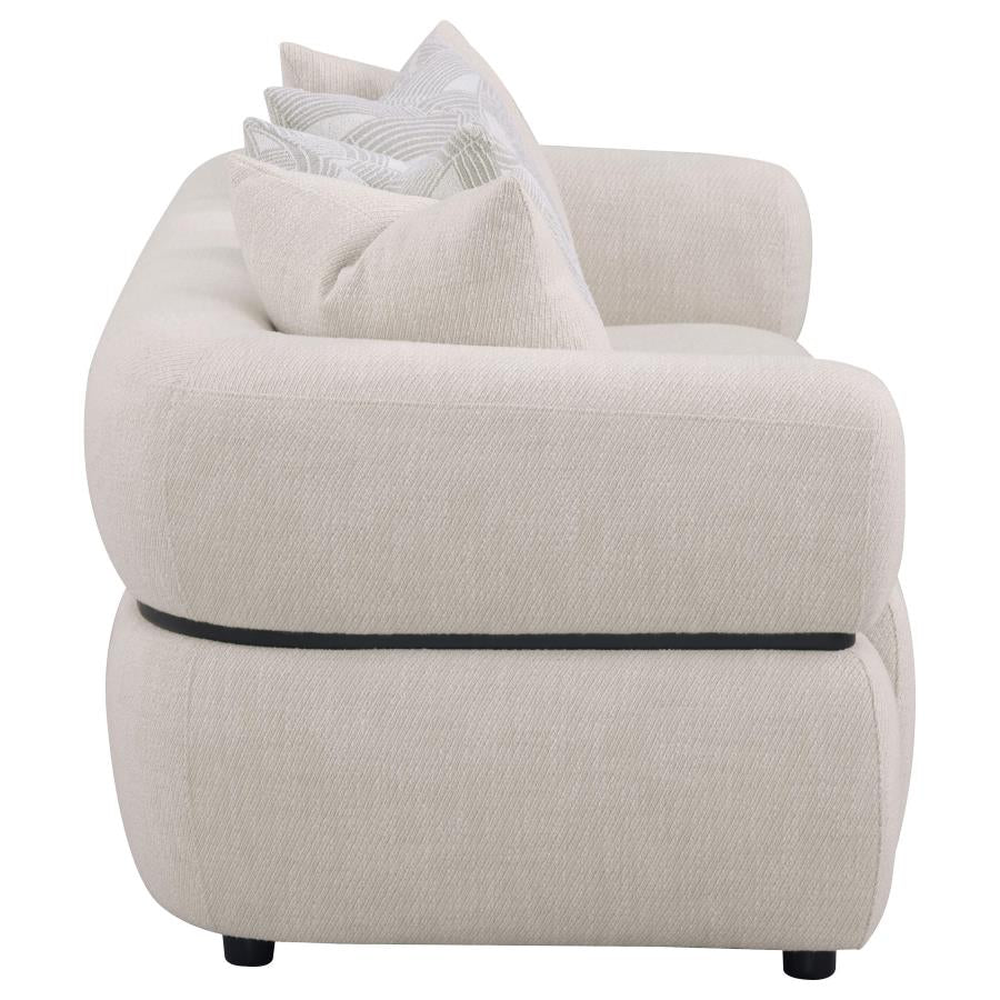 Jeanette 84-inch Fabric Upholstered Round Arm Sofa Beige - 508961