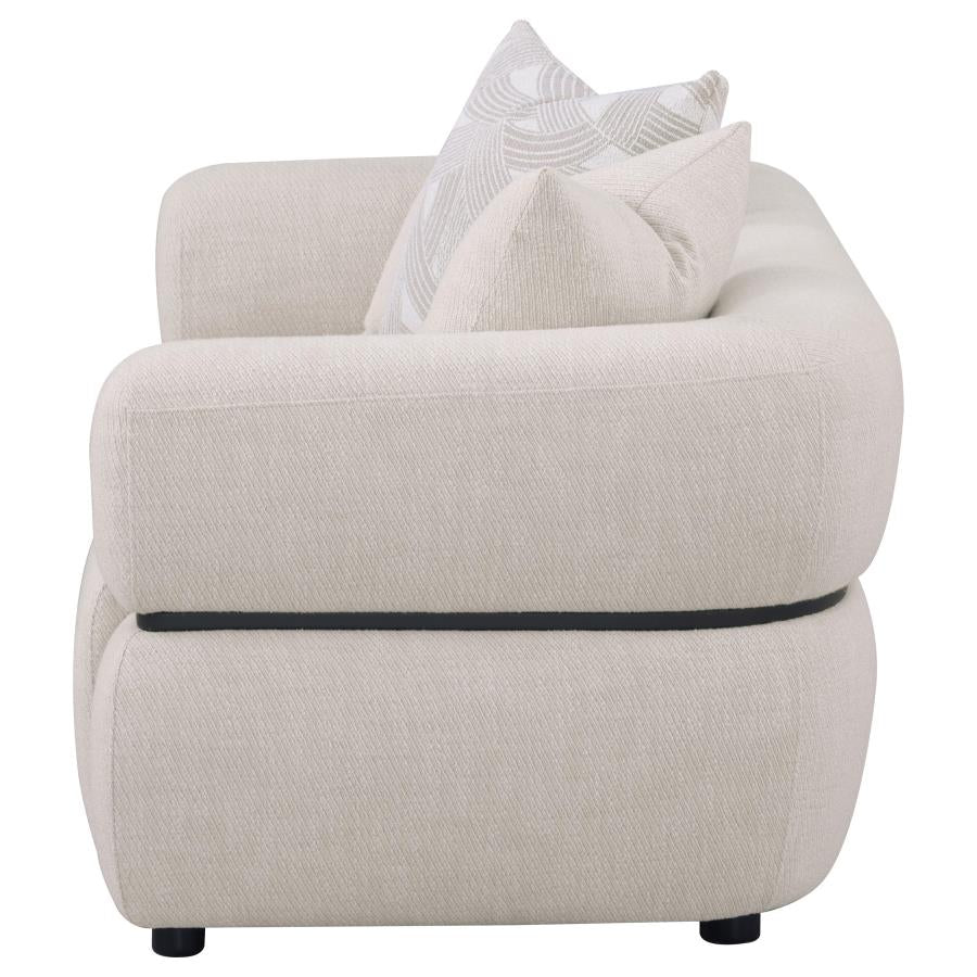 Jeanette 73-inch Fabric Upholstered Round Arm Loveseat Beige - 508962