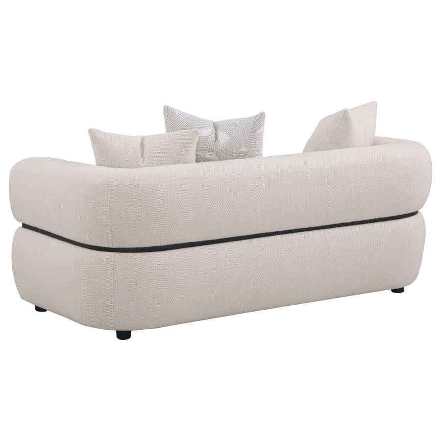 Jeanette 73-inch Fabric Upholstered Round Arm Loveseat Beige - 508962