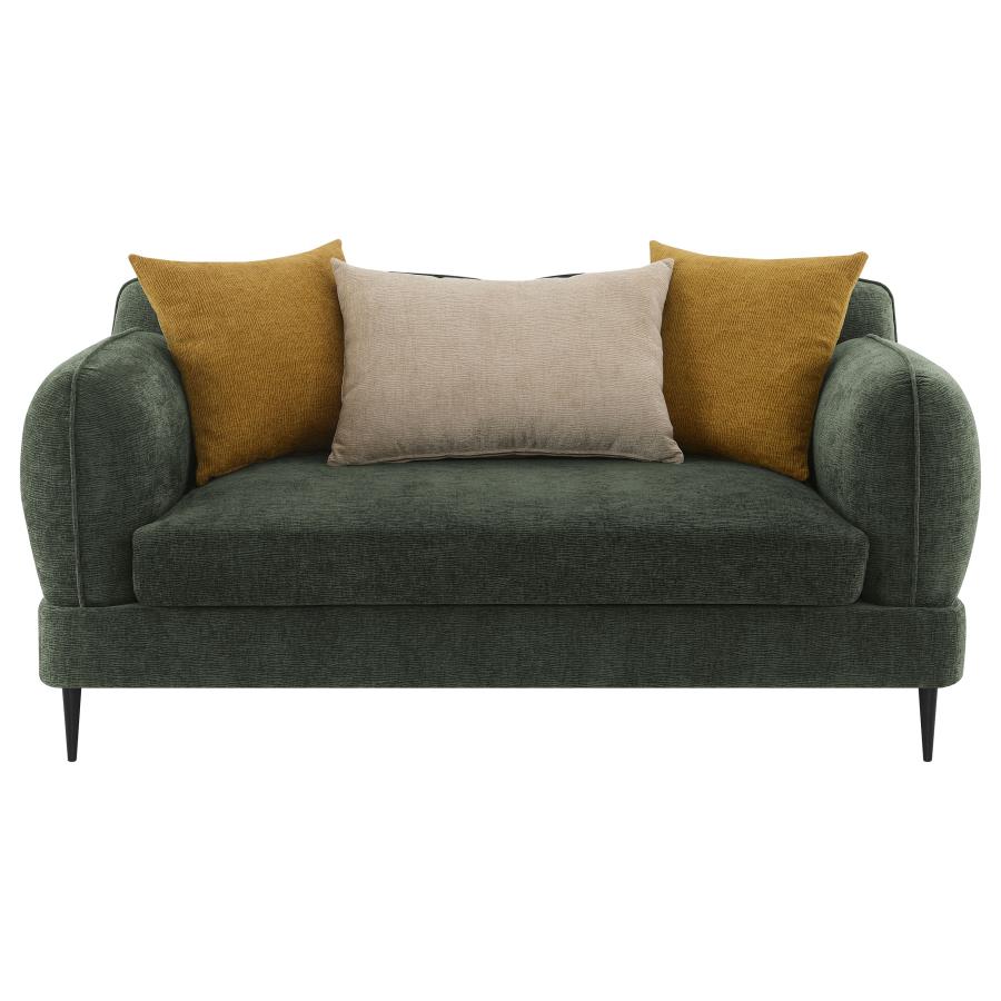 Jade Chenille Upholstered Modern Track Arm Loveseat Green - 509132
