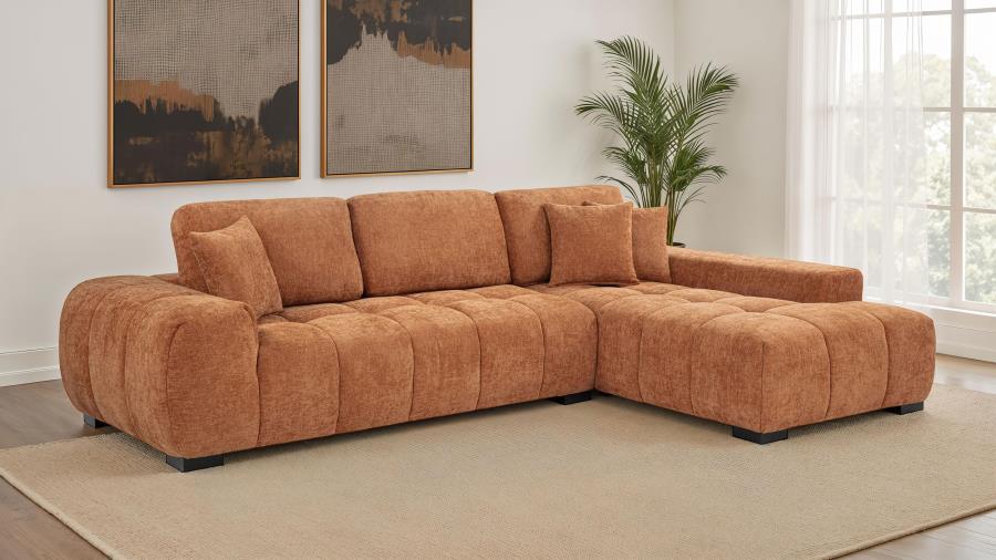 Octavia Upholstered Sectional Chaise Sofa Orange - 509350