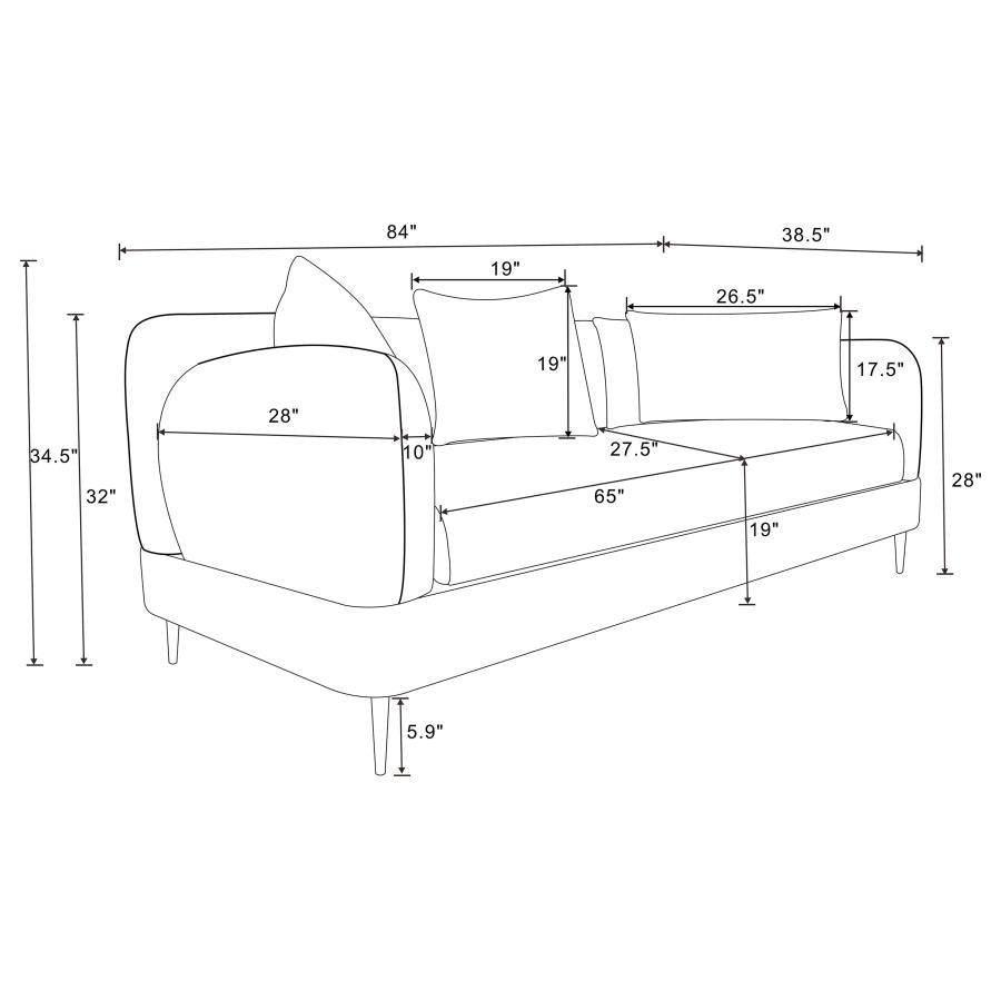 Jade Chenille Upholstered Sculpted Track Arm Sofa Latte - 509411